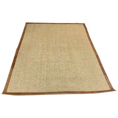 Late 20th Century Ralph Lauren Sisal and Saddle Leather Bordered Rug Six x Nine