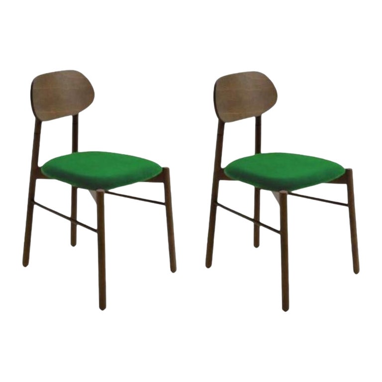 Set of 2, Bokken Upholstered Chair, Caneletto, Menta by Colé Italia For Sale
