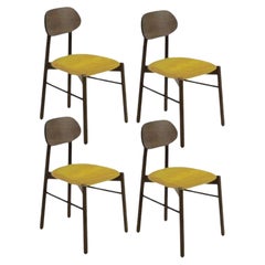 Set of 4, Bokken Upholstered Chair, Caneletto, Yellow by Colé Italia