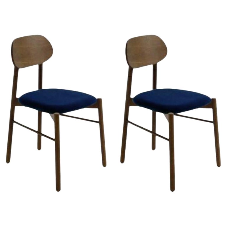 Set of 2, Bokken Upholstered Chair, Caneletto, Blue by Colé Italia For Sale