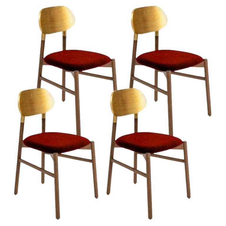 Ensemble de 4 chaises tapissées Bokken, Canaletto & Gold, Rosso by Colé Italia
