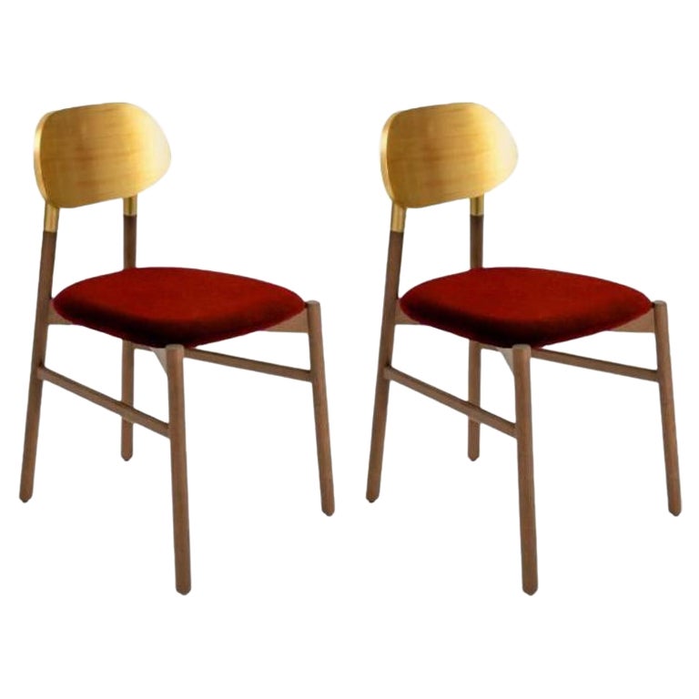 Set of 2, Bokken Upholstered Chair, Canaletto & Gold, Rosso by Colé Italia