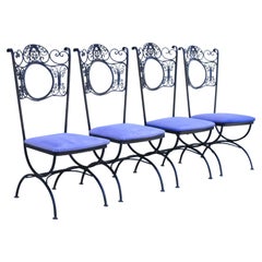 Contempo Vintage Woodard Andalusion Style Wrought Iron Dining Chairs, Set of 4
