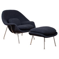 Vintage 1940s Womb Chair and Ottoman by Eero Saarinen, 2 Pieces