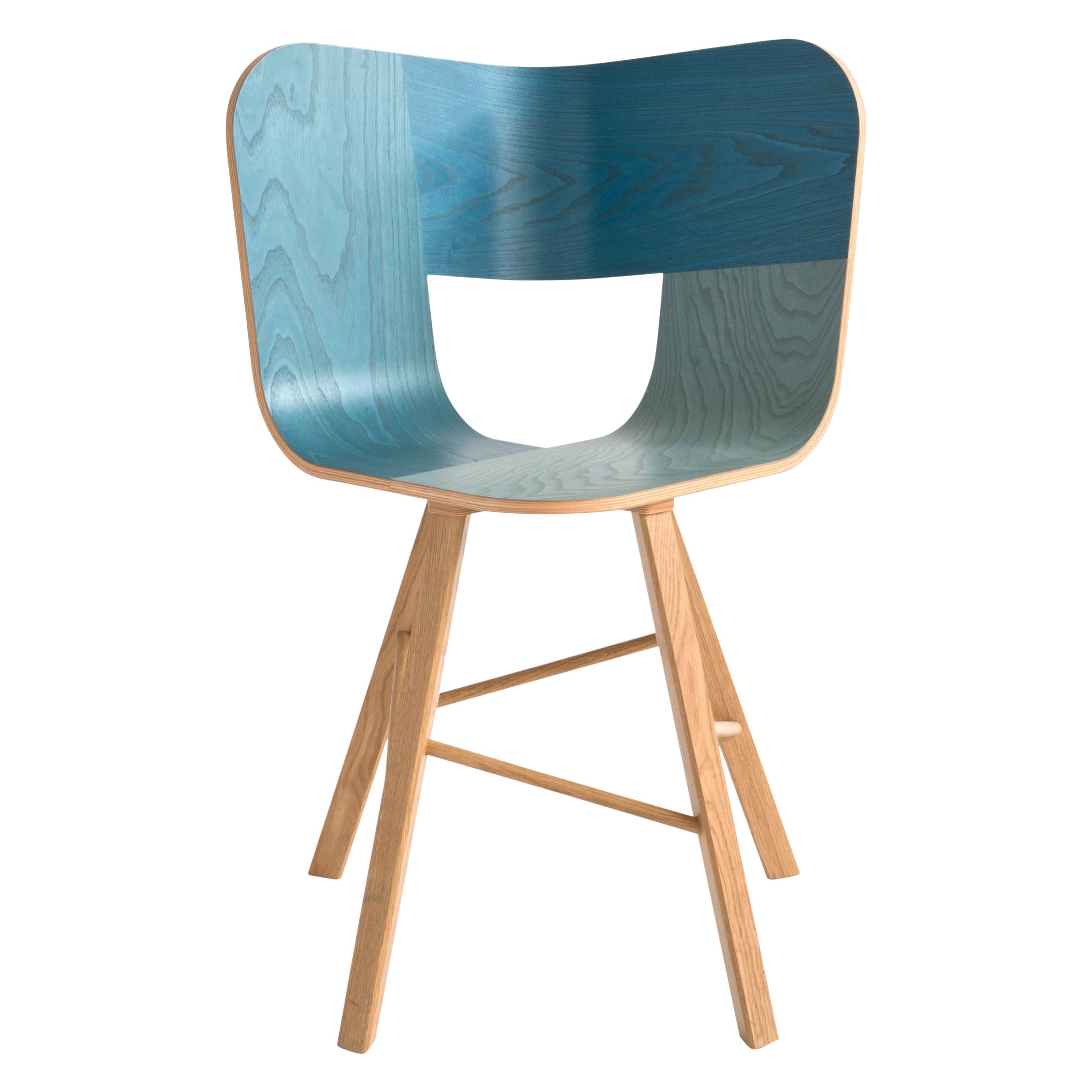 Tria Wood 4 Legs Chair, Denim by Colé Italia For Sale