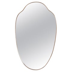 Mid Century Modern Italian Shield Form Brass Mirror