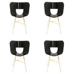 Ensemble de 4 chaises à 4 pieds, Tria Gold, siège couleur Ral de Colé Italia