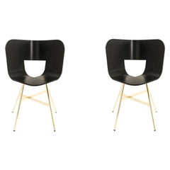 Ensemble de 2 chaises à 4 pieds, Tria Gold, siège de couleur RAL par Colé Italia