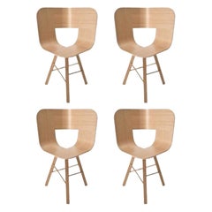 Ensemble de 4 chaises à 3 pieds en bois Tria, chêne naturel de Colé Italia