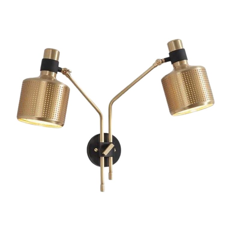Brass Riddle Wall Lamp Double by Bert Frank For Sale
