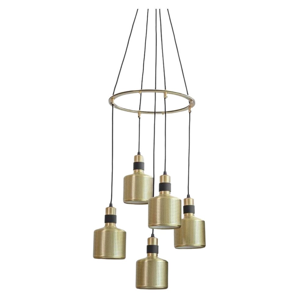 Brass Riddle Cluster Light 5 by Bert Frank For Sale