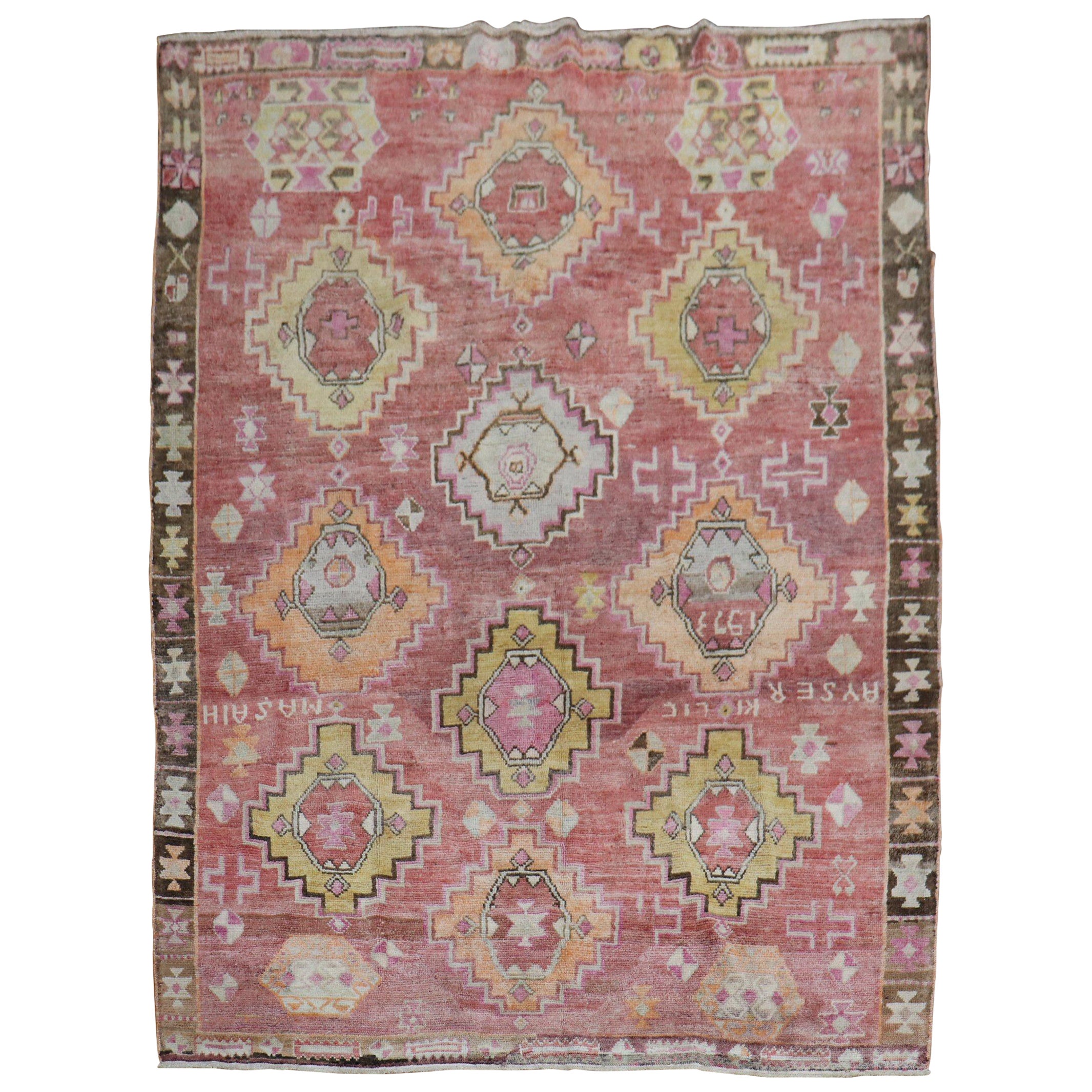 Geometric Vintage Turkish Room Size Rug