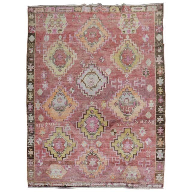 Zabihi Collection Geometric Vintage Turkish Room Size Rug For Sale at ...