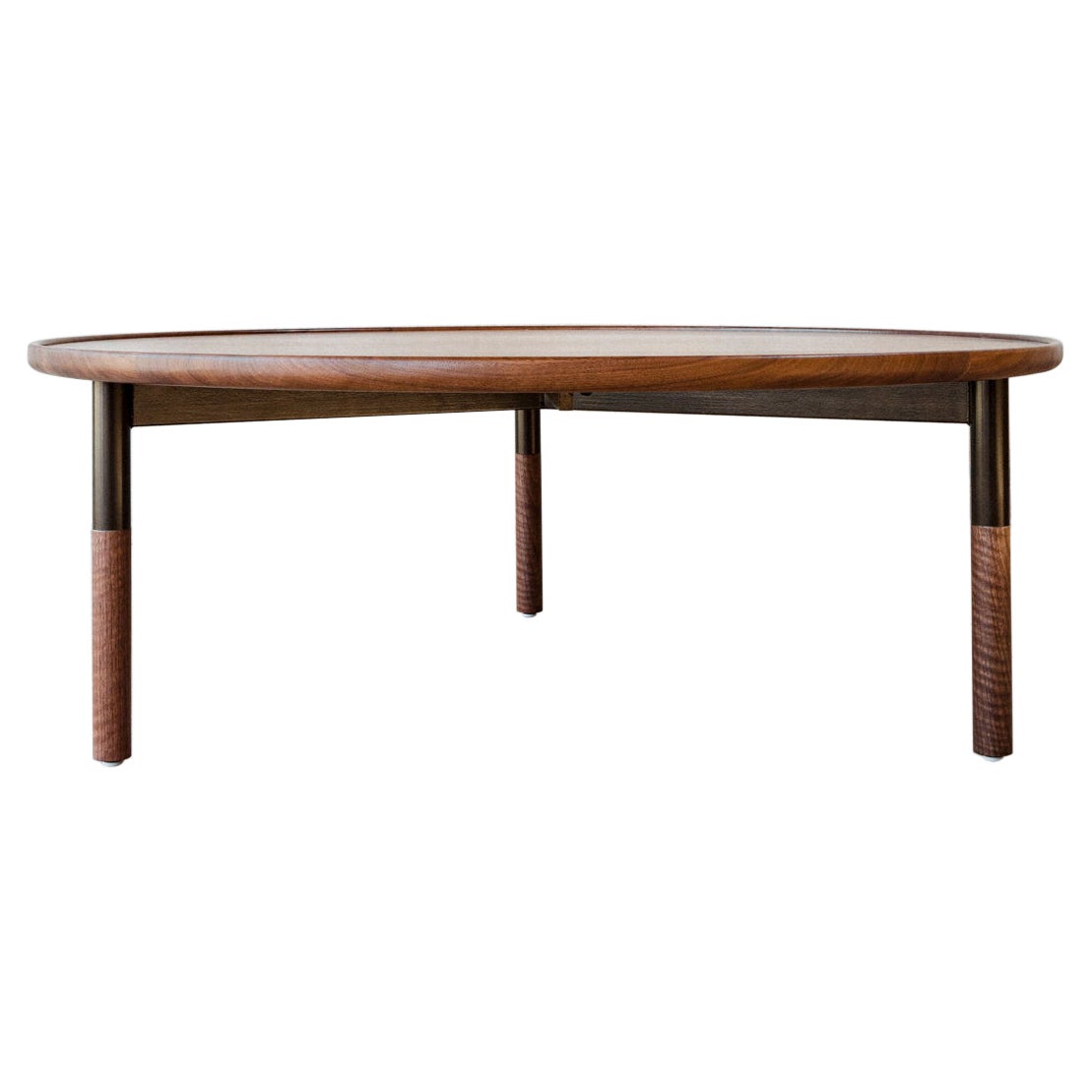 Fleco Coffee Table in Walnut and Blackened Steel For Sale