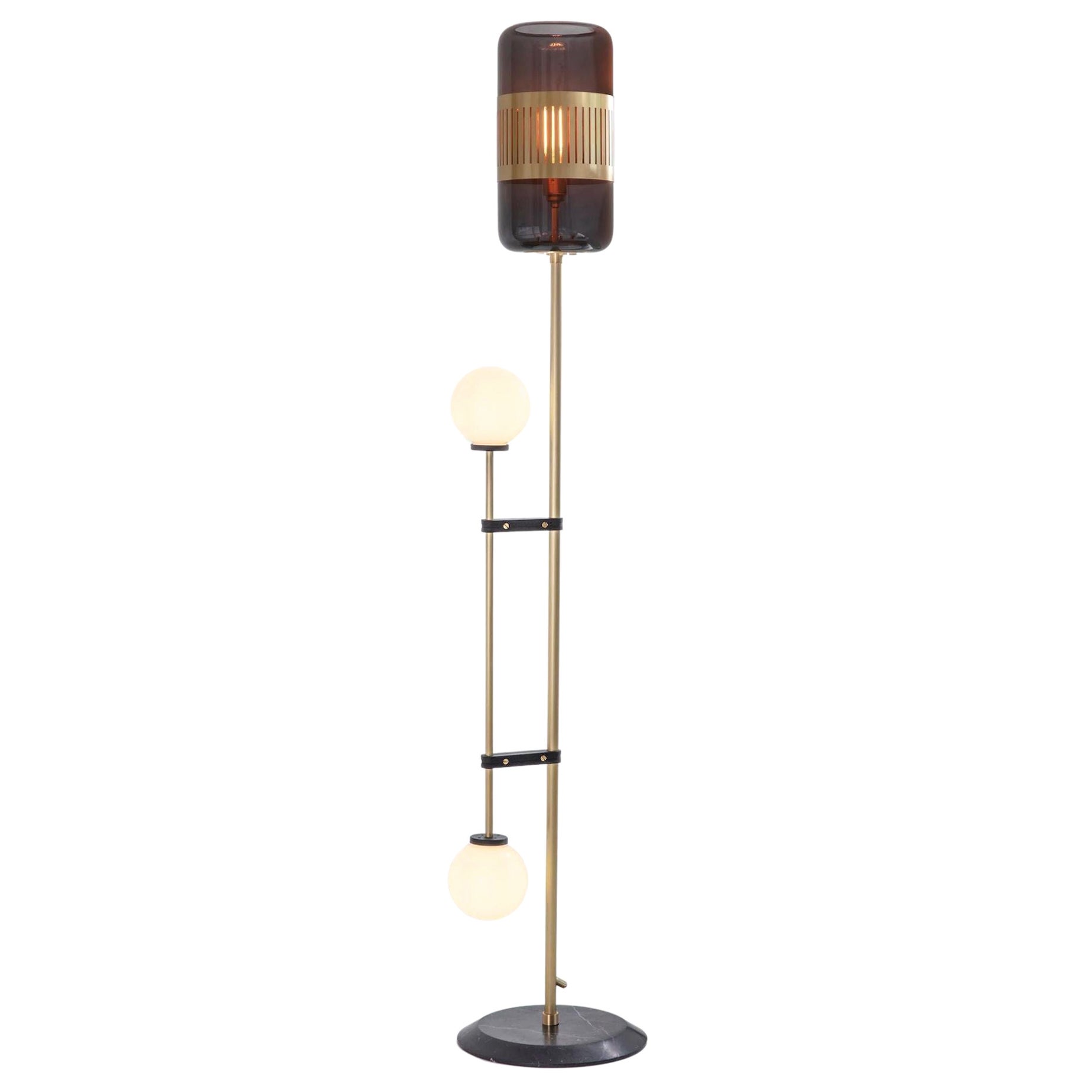 Eidechsen-Stehlampe aus Rauchglas von Bert Frank