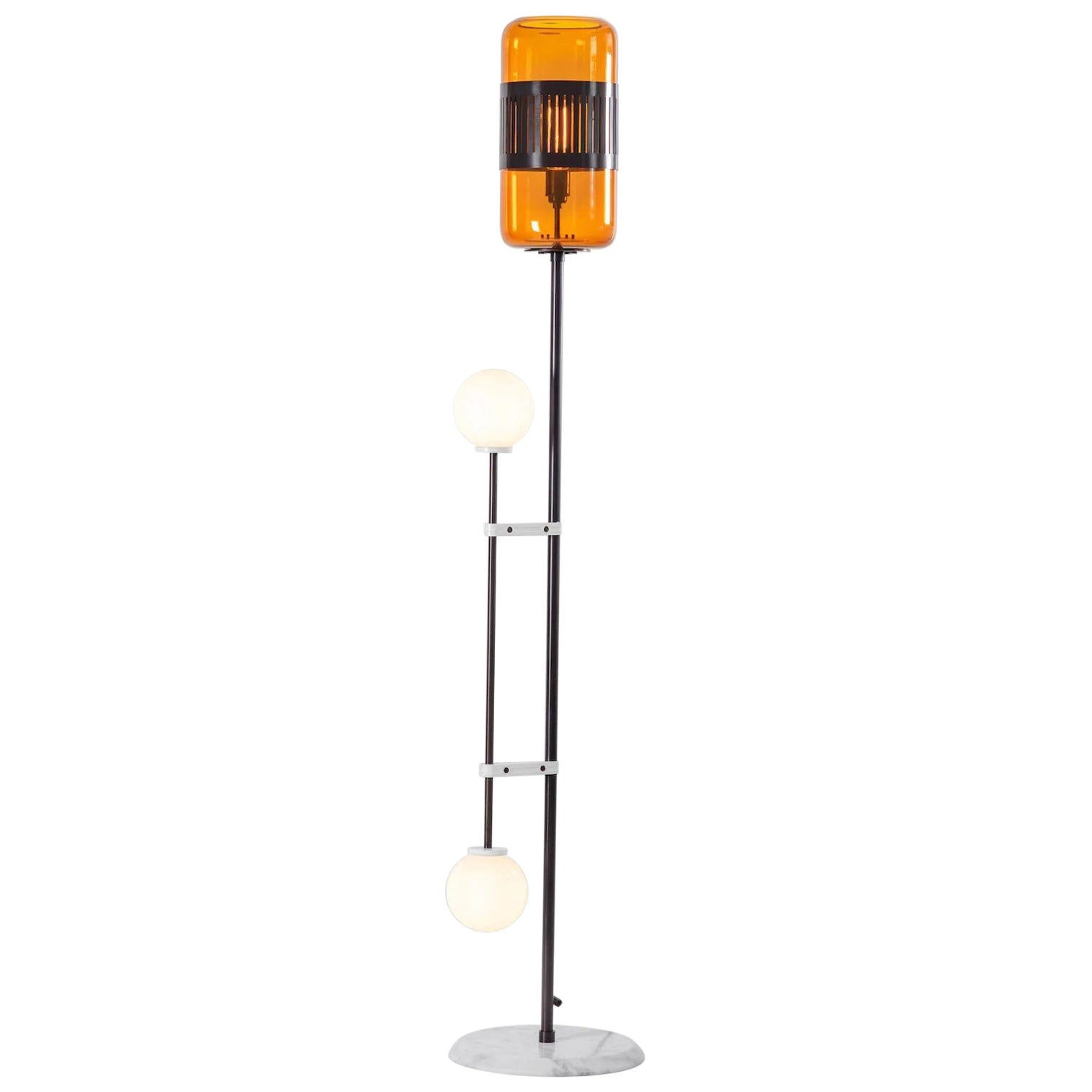 Amber Glass Lizak Floor Lamp by Bert Frank For Sale