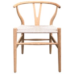 Mid-Century Modern Chair in Natural Teak Wood with Handwoven Seat, Denmark