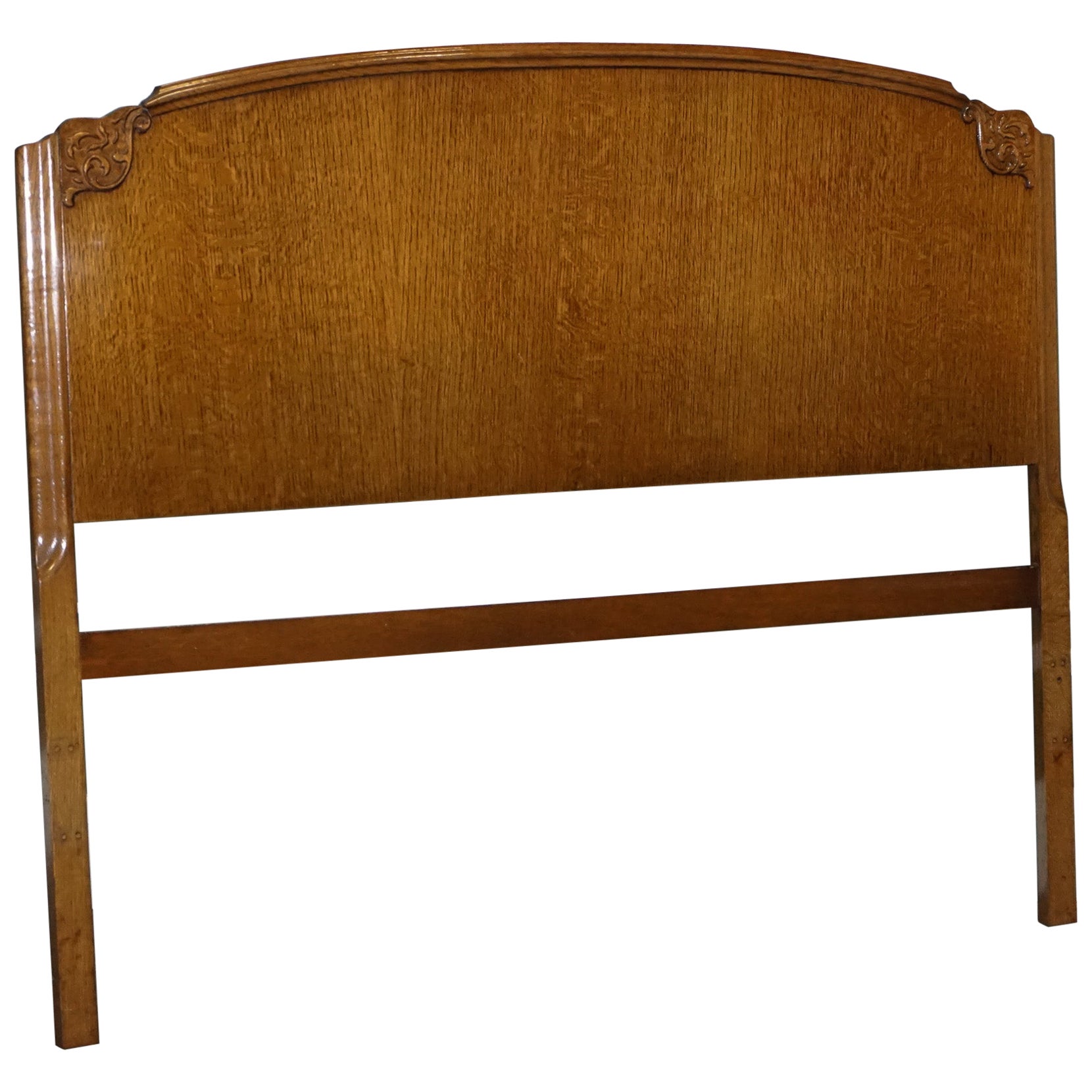 Cabecero Doble Vintage Art Decó de Roble Tallado en venta