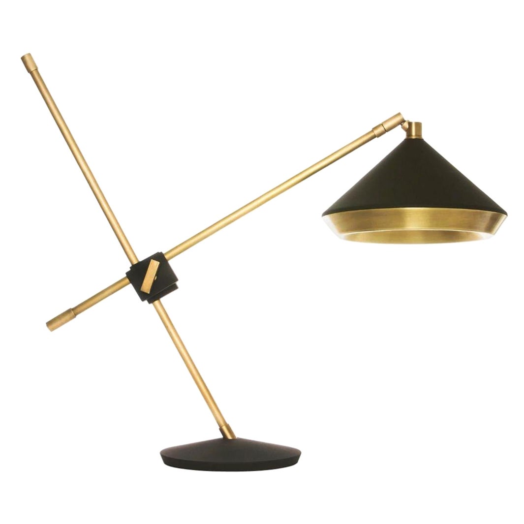 Shear Table Light, Brass, Black by Bert Frank For Sale