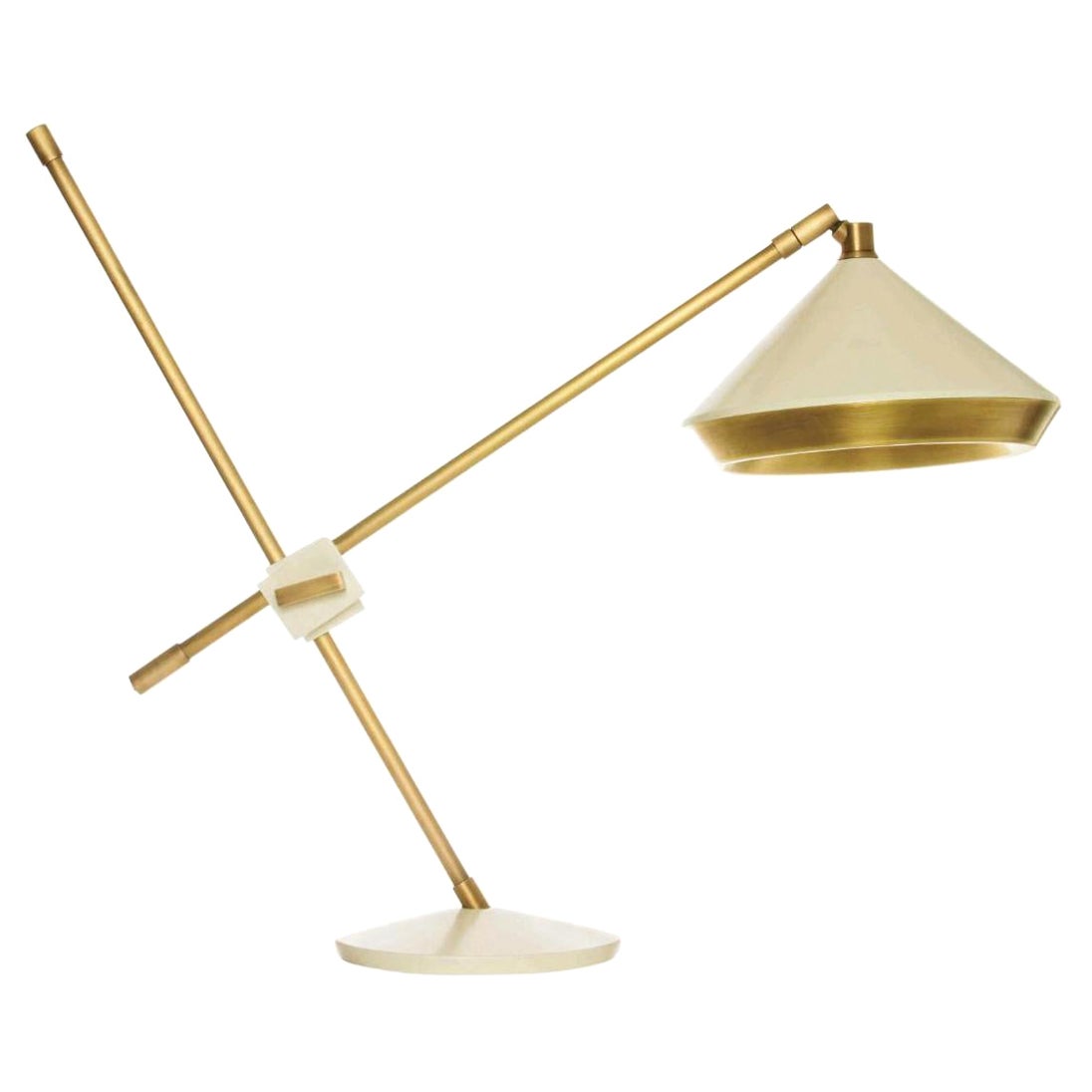 Shear Table Light, Brass, White by Bert Frank For Sale