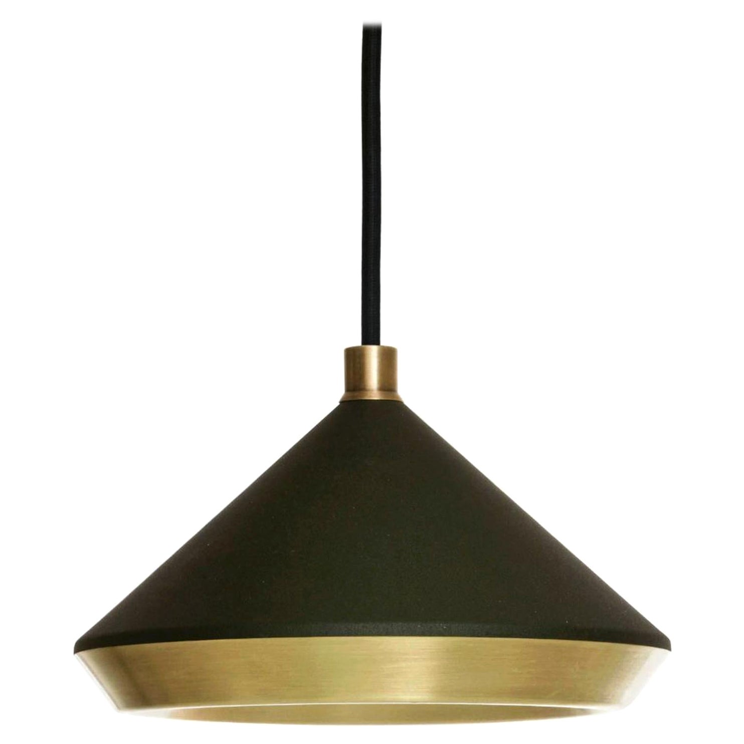 Shear Pendant Light, Brass, Black by Bert Frank For Sale