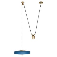 Revolve Rise and Fall Pendant Light, Polished Brass, Blue by Bert Frank