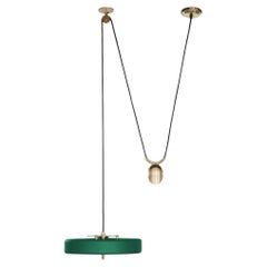 Revolve Rise and Fall Pendant Light, Polished Brass, Green by Bert Frank