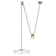Revolve Rise and Fall Pendant Light, Polished Brass, White by Bert Frank