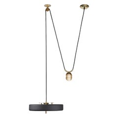 Revolve Rise and Fall Pendant Light, Brushed Brass, Black by Bert Frank