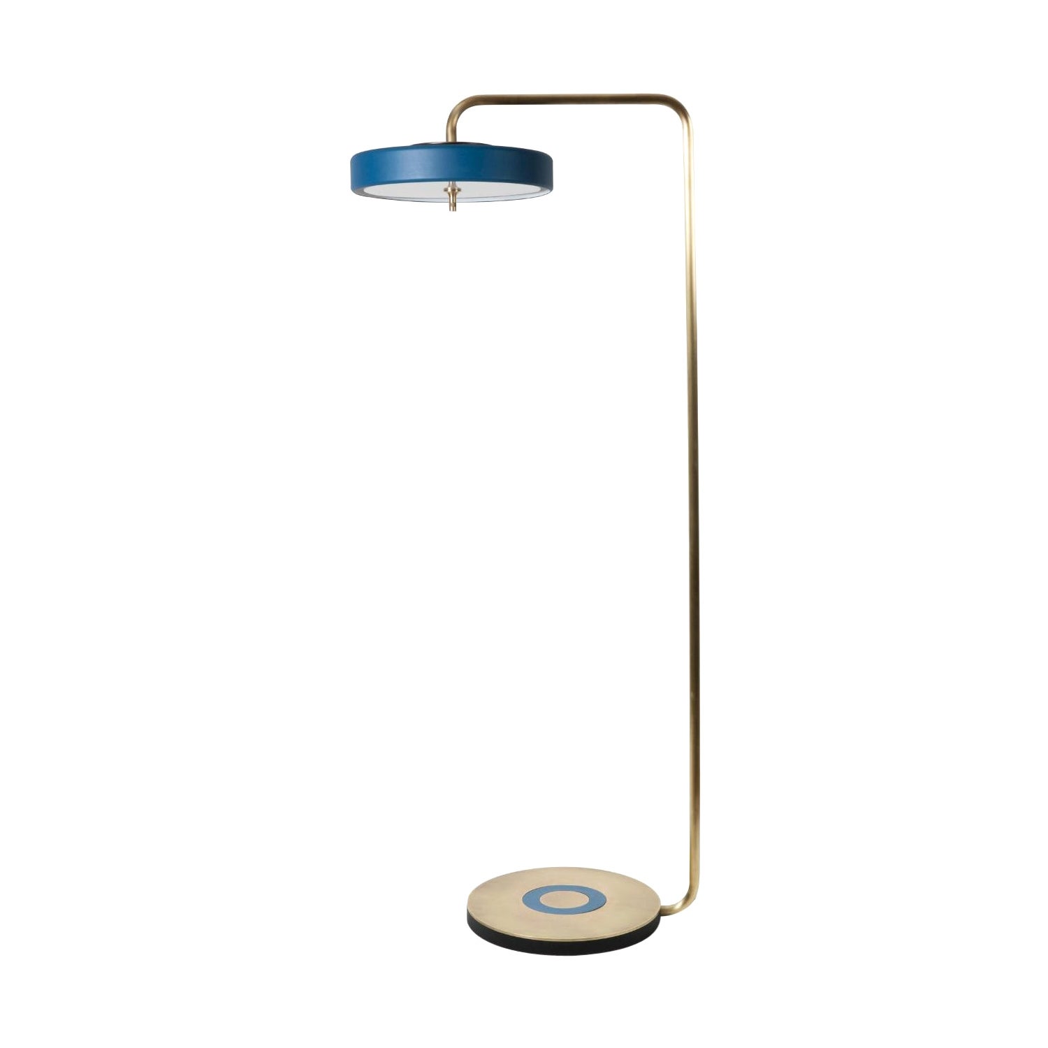 Revolve Floor Lamp, Polished Brass, Blue by Bert Frank For Sale