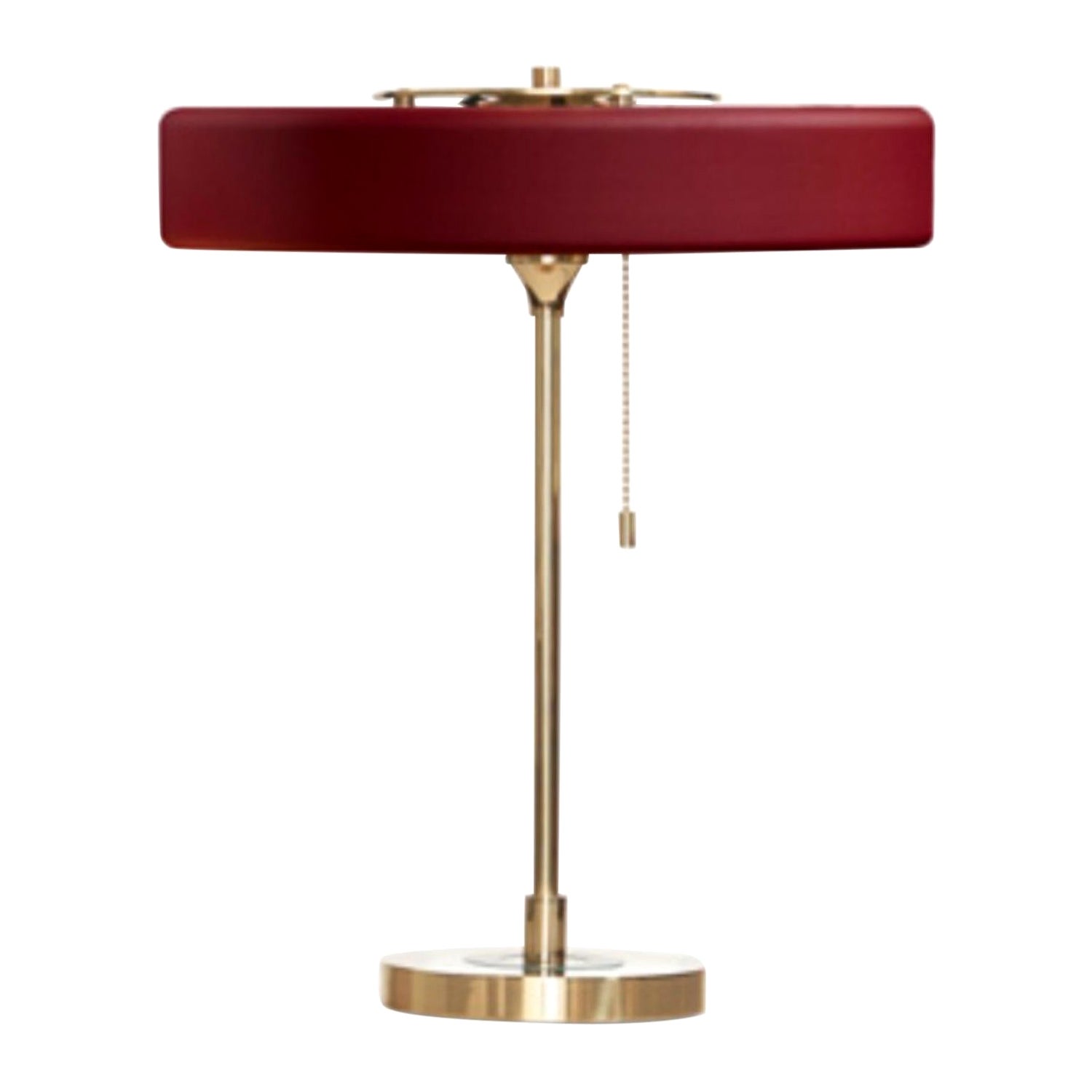 Revolve Table Lamp, Polished Brass, Oxblood by Bert Frank For Sale