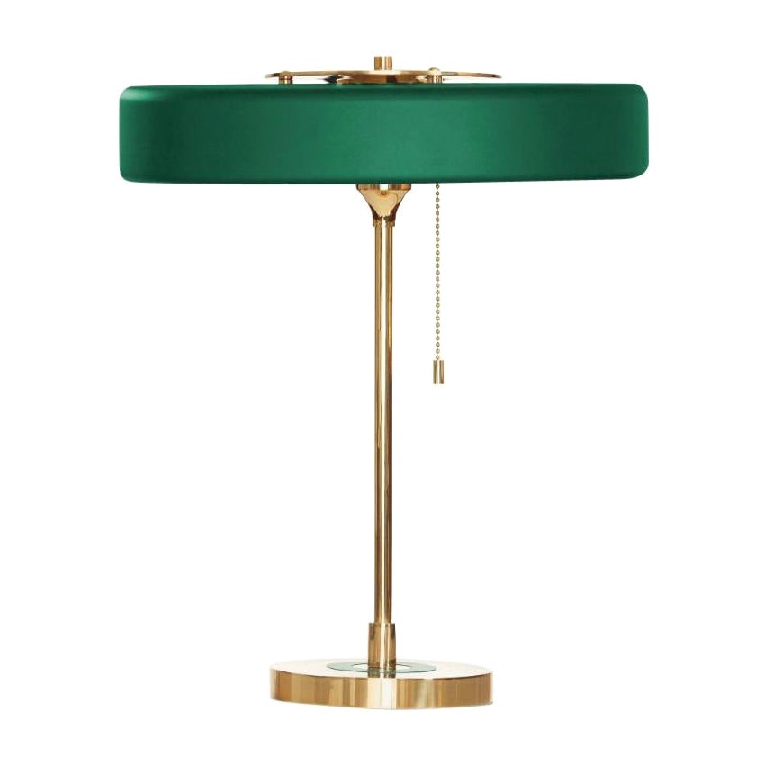 Revolve Table Lamp, Polished Brass, Green by Bert Frank For Sale