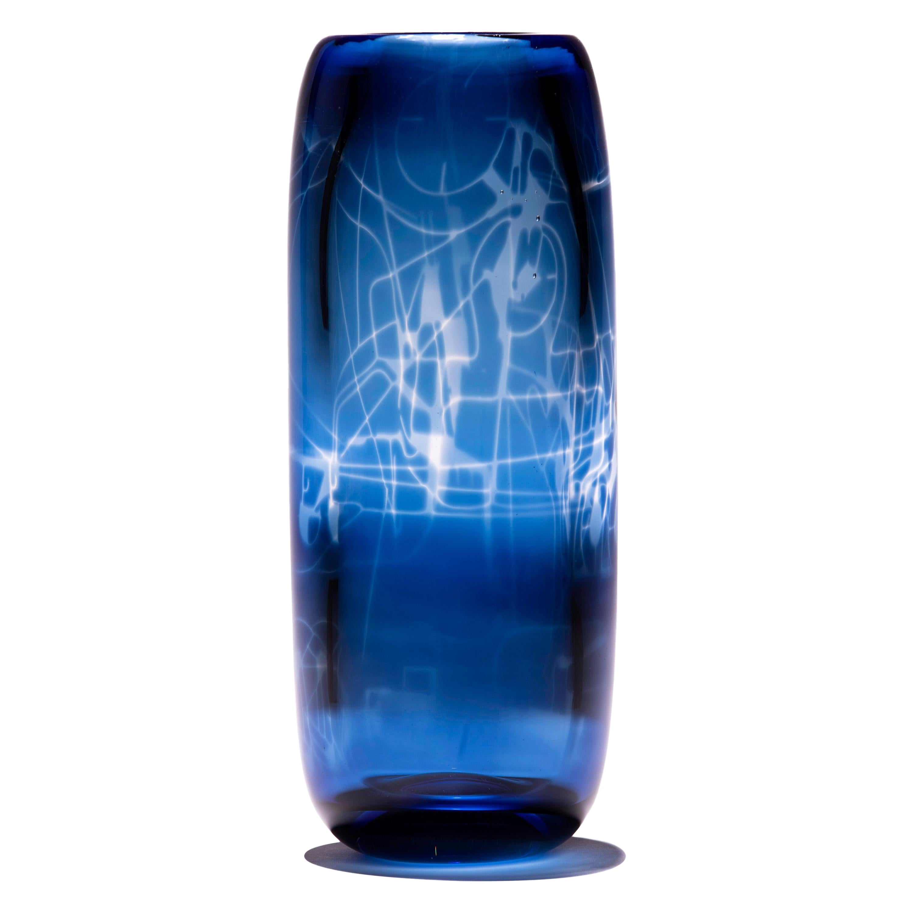 Unique Harvest Graal Blue Glass Vase by Tiina Sarapu For Sale