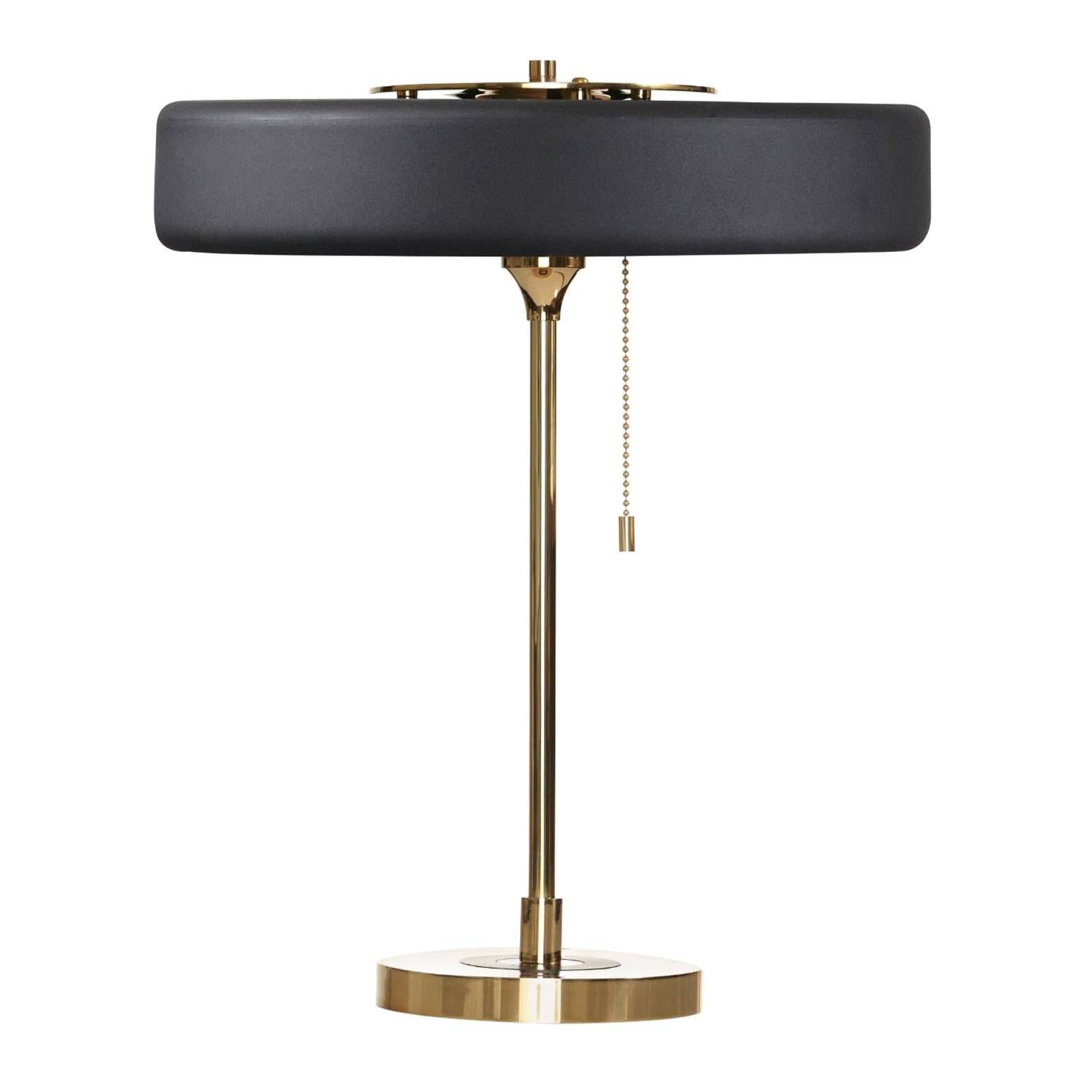 Revolve Table Lamp, Polished Brass, Black by Bert Frank