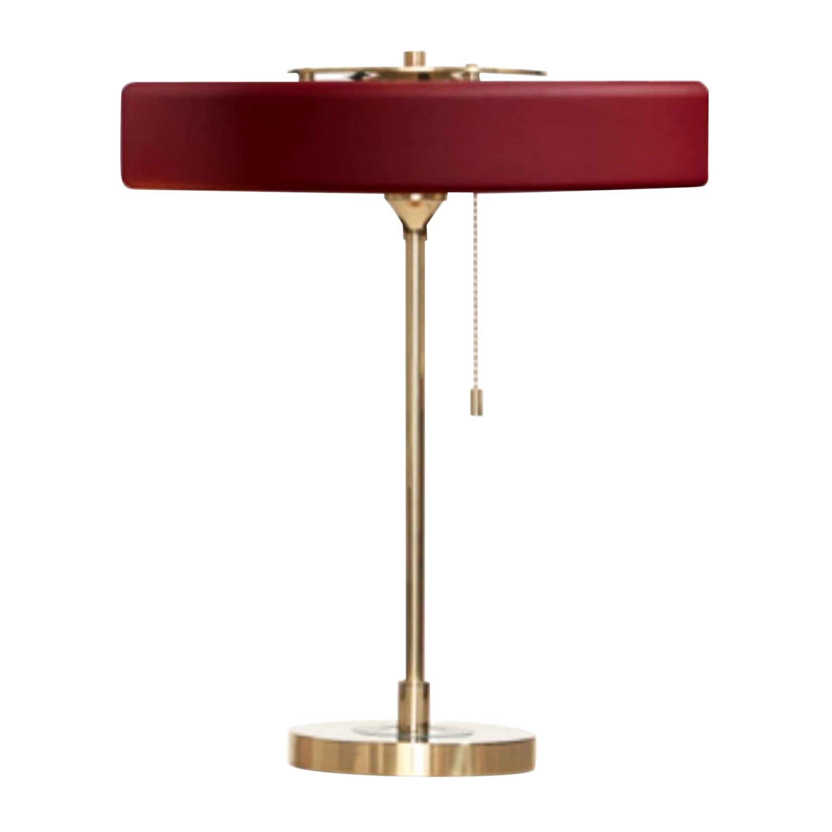 Revolve Table Lamp, Brushed Brass, Oxblood by Bert Frank