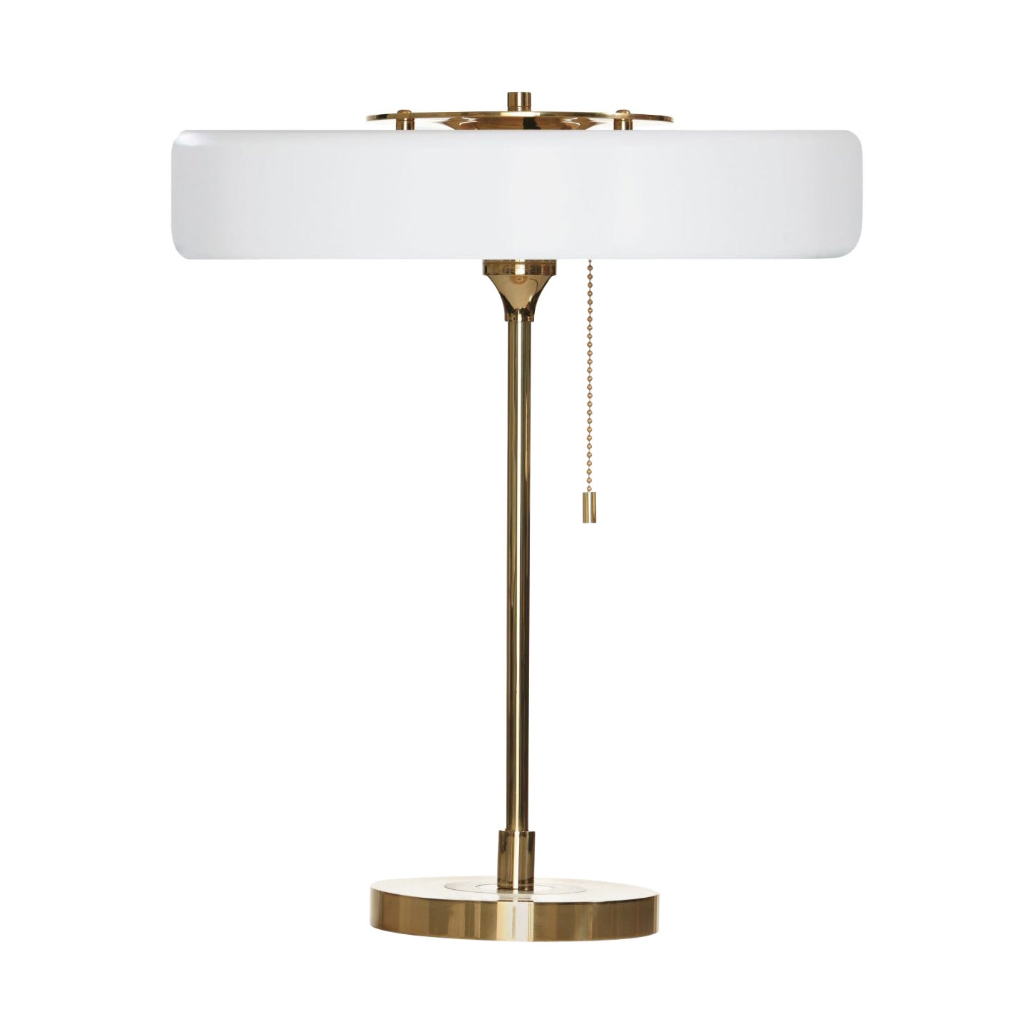 Revolve Table Lamp, Brushed Brass, White by Bert Frank For Sale