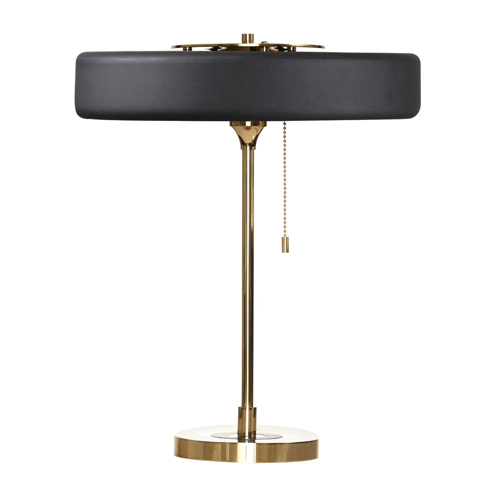 Revolve Table Lamp, Brushed Brass, Black by Bert Frank For Sale