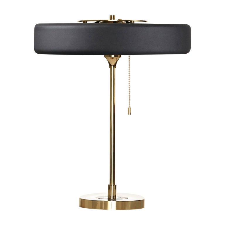 Revolve Table Lamp, Brushed Brass, Black by Bert Frank For Sale at 1stDibs
