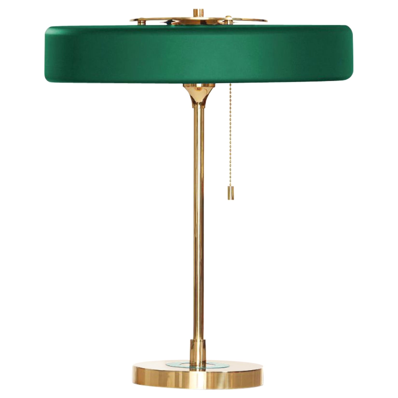 Revolve Table Lamp, Brushed Brass, Green by Bert Frank