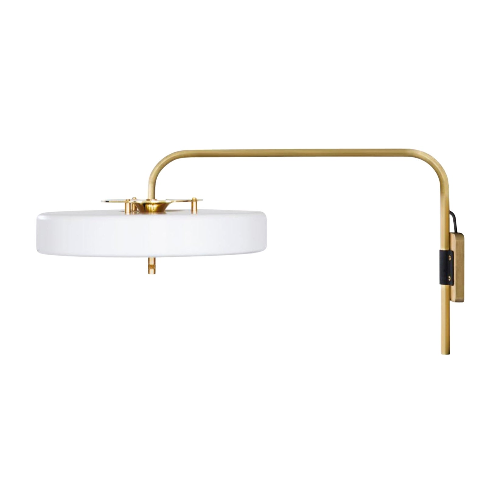 Revolve Wall Light, Polished Brass, White by Bert Frank For Sale