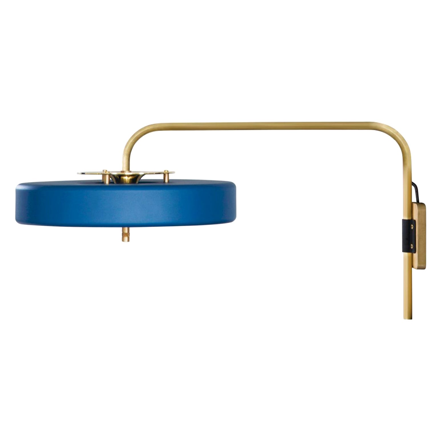 Revolve Wall Light, Polished Brass, Blue by Bert Frank For Sale