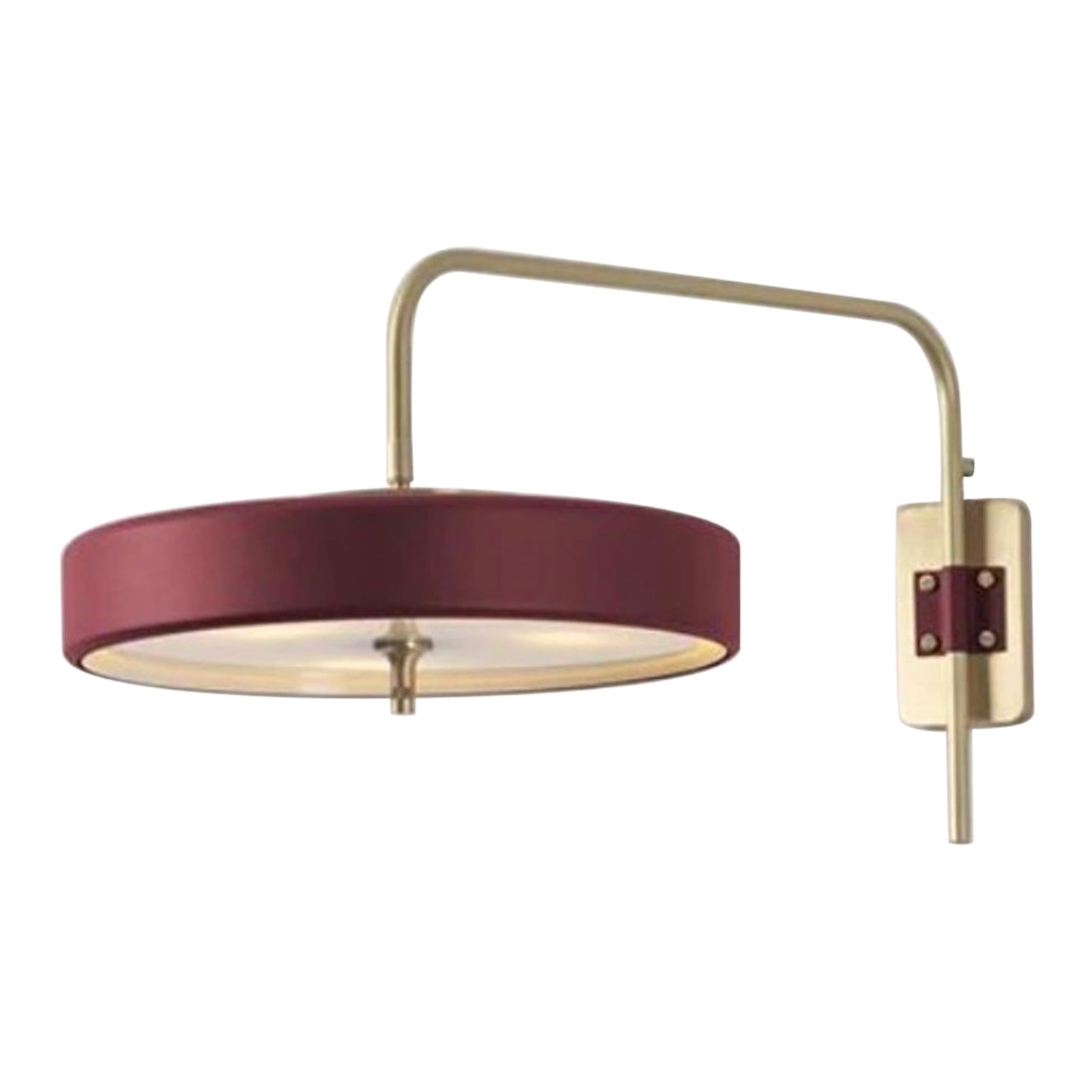 Revolve Wall Light, Brushed Brass, Oxblood by Bert Frank