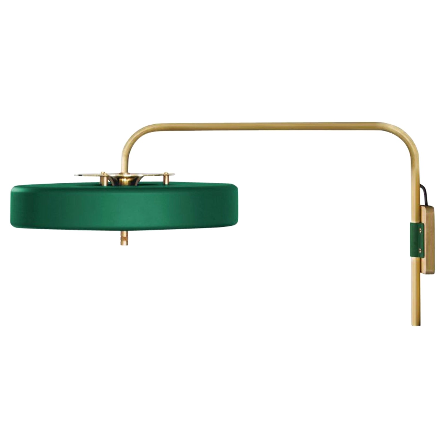 Revolve Wall Light, Brushed Brass, Green by Bert Frank For Sale