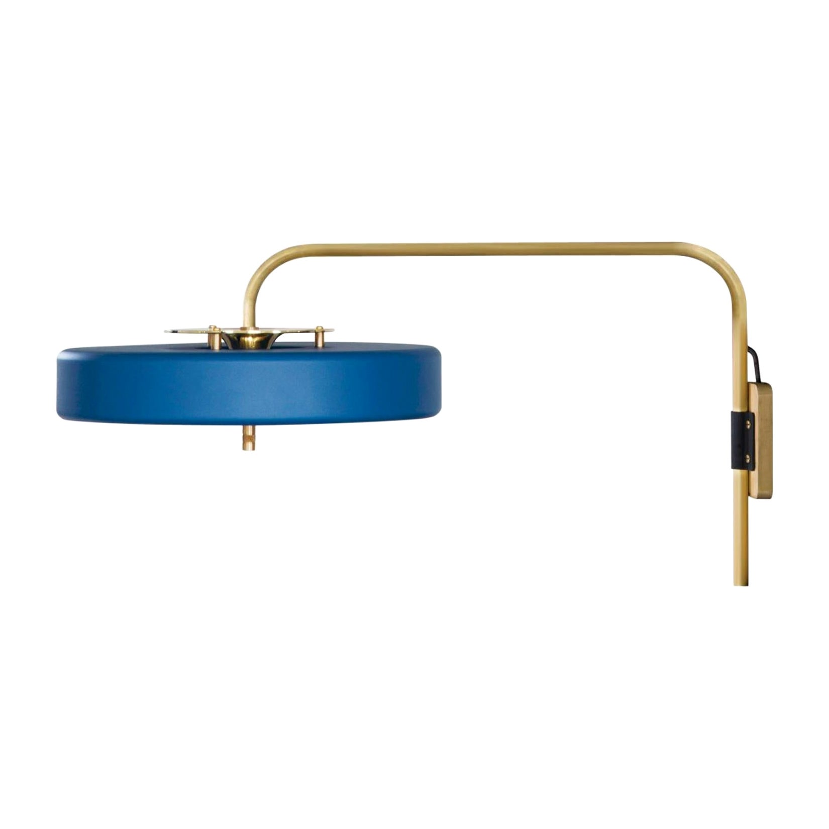 Revolve Wall Light, Brushed Brass, Blue by Bert Frank For Sale