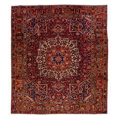 Room Size Handmade Antique Bakhtiari Persian Wool Rug in Red