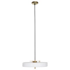 Revolve Pendant Light, Polished Brass, White by Bert Frank
