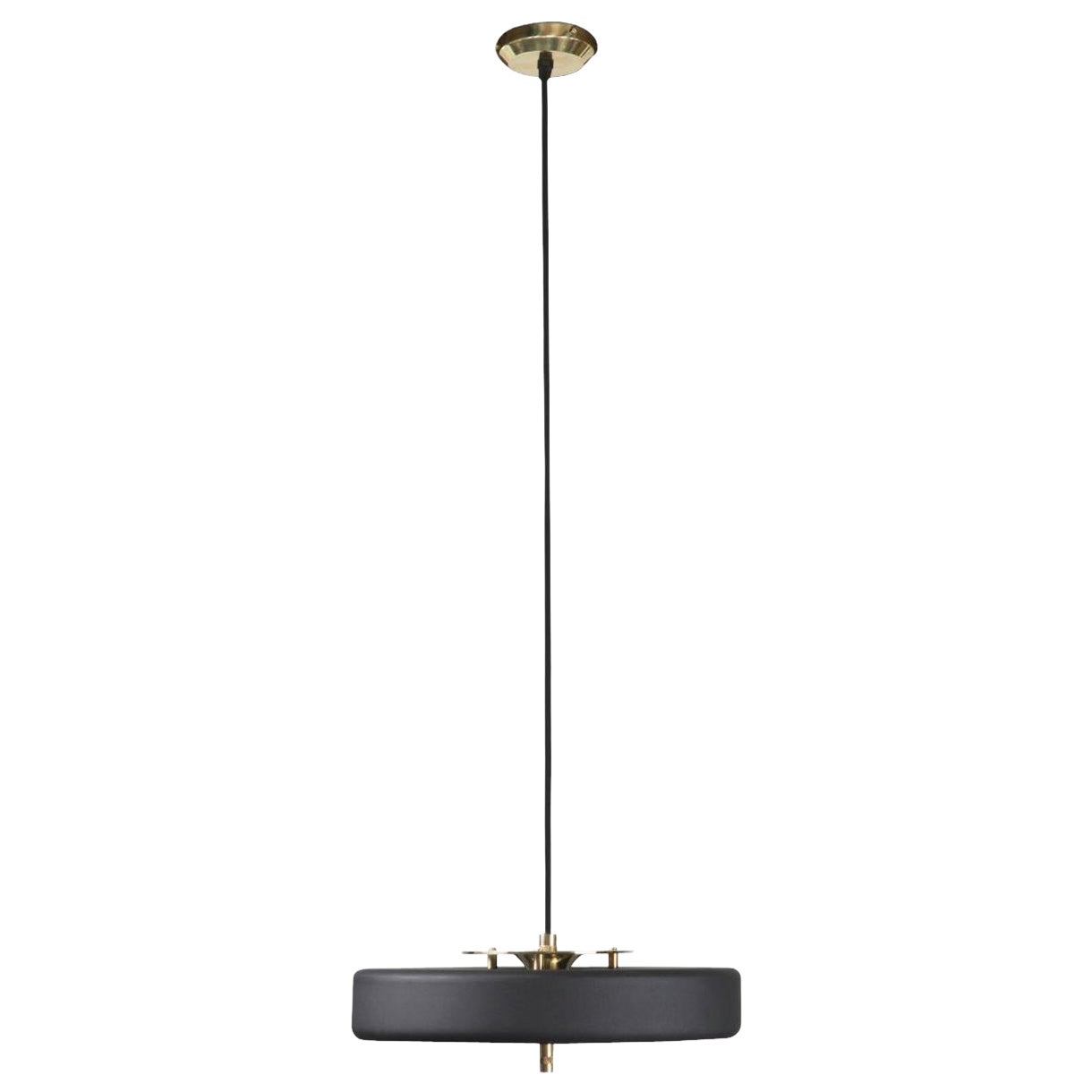 Revolve Pendant Light, Polished Brass, Black by Bert Frank