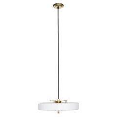 Revolve Pendant Light, Brushed Brass, White by Bert Frank