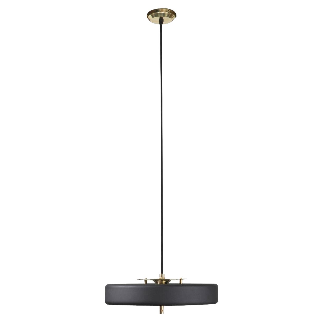 Lampe à suspension Revolve, laiton brossé, noir, de Bert Frank