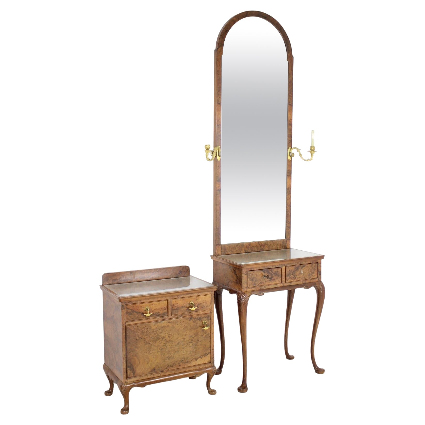 1920, Antique Makeup Vanity with Cabinet, Czechoslovakia For Sale